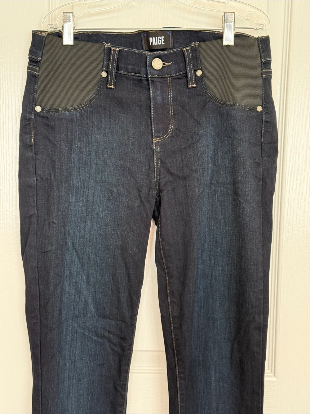 Paige Maternity Skyline Skinny Jeans in Dark Wash - Picture 6 of 6